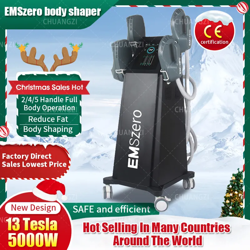 Shopping natalizio Vendita sfrenata Neo DLS-EMSLIM Nova 13 Tesla 5000 W ad alta potenza 4 maniglie RF Hi-emt Body Sculpt EMS Stimolazione muscolare Macchina Emszero