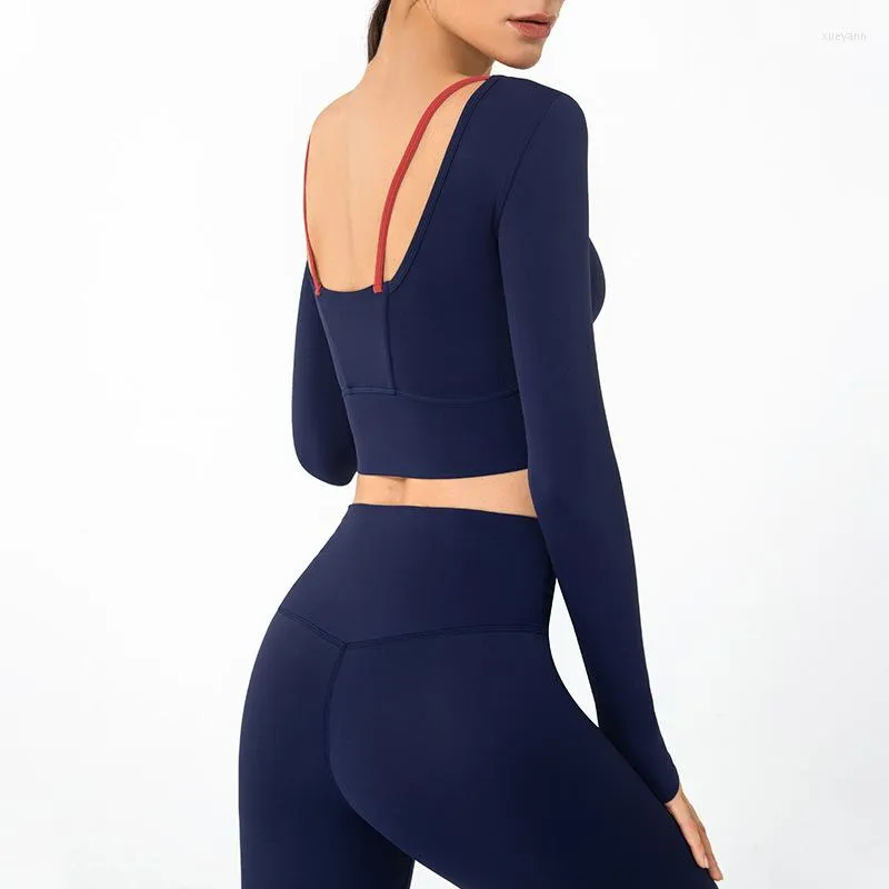 Active Sets 2PCS Seamless Backless Women Yoga Set Workout Sportswear Gym Clothing Fitness Long Sleeve Top High Waist Leggings Sports Suits