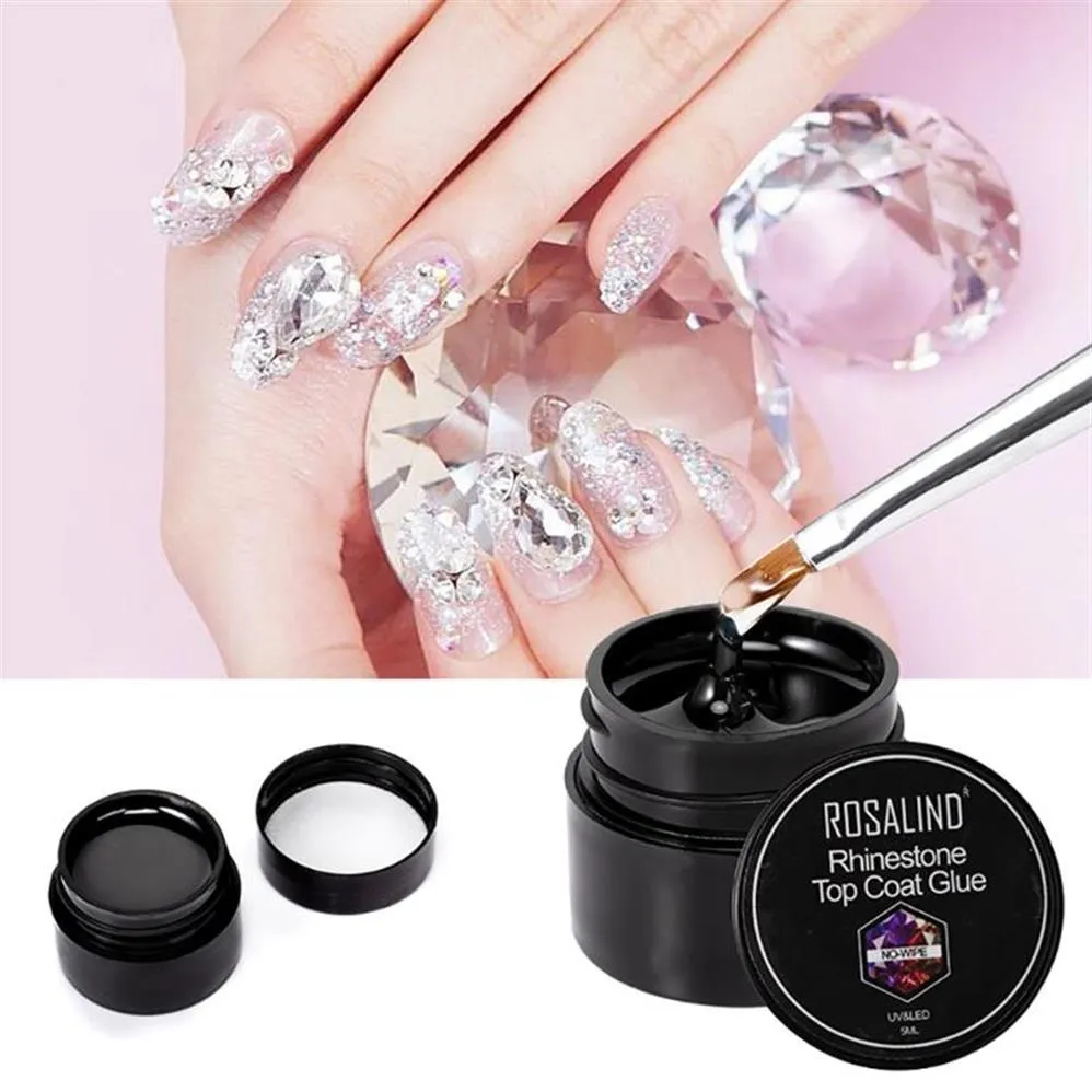 Nagelgel strass top coat lijm transparant 5 ml geen doekje sterke lijm voor Rijn Foruv LED216G