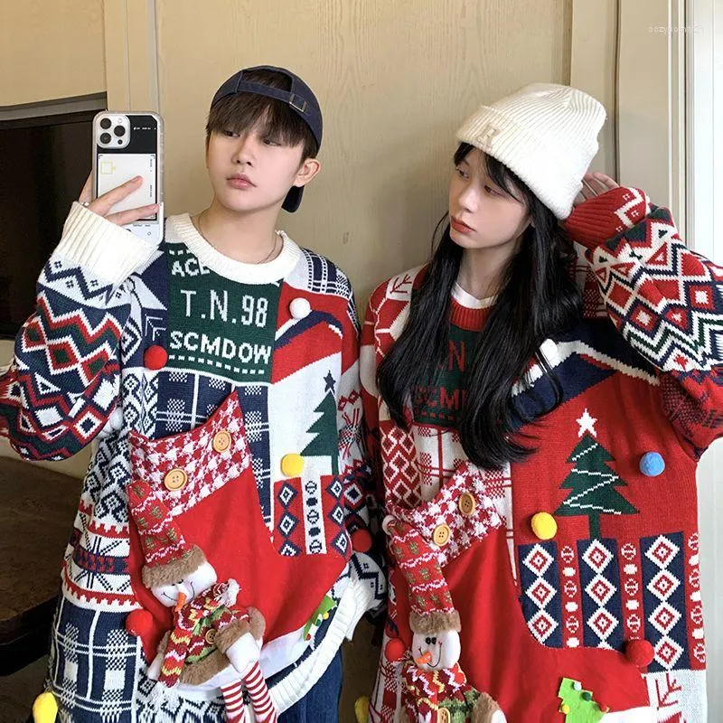 メンズセーター2022春と秋のカップルの年の男性の女性の服すべてがボトムシャツクリスマスを一致させる