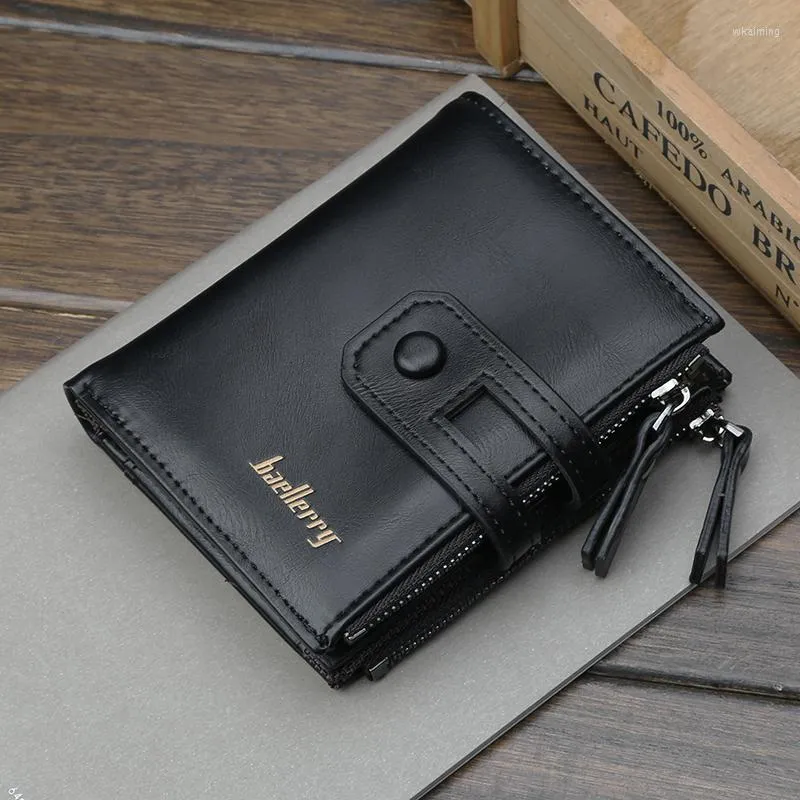 Plånböcker baellerry män plånbok mode kort handväska med myntficka vintage blixtlås märke man pu läder korthållare
