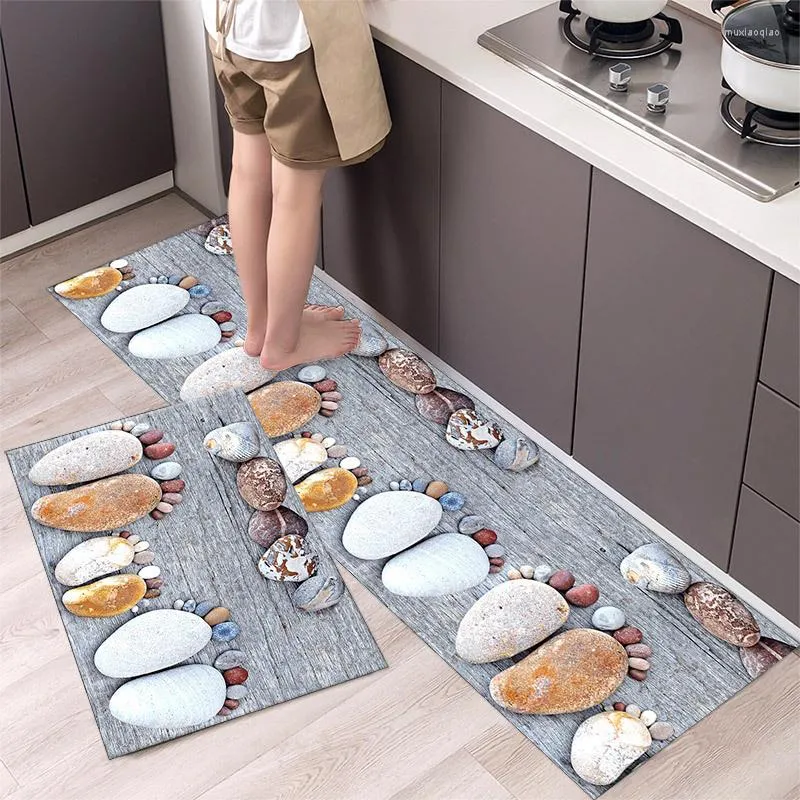 Tappeti Semplice Nordic Antiscivolo Motivo in pietra Tappetino da cucina Tappeto Tappeto Bagno Ingresso Impressione 3D Antivegetativa Zerbino Modern Home Decor