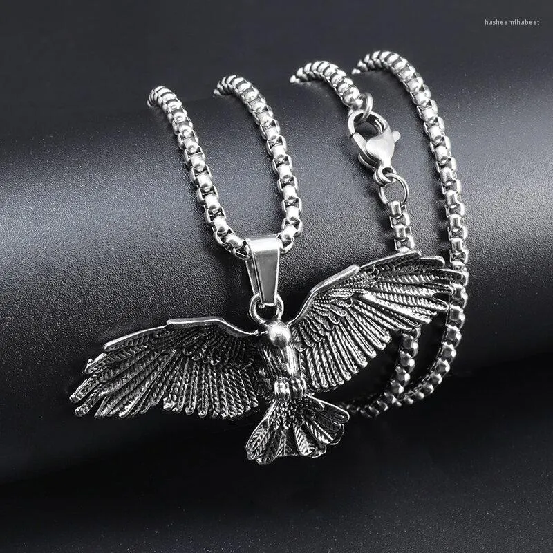 Anhänger Halsketten Klassische Punk Cool Flying Eagle Halskette Persönlichkeit Herren Domineering Rock Lokomotive Party Schmuck Zubehör