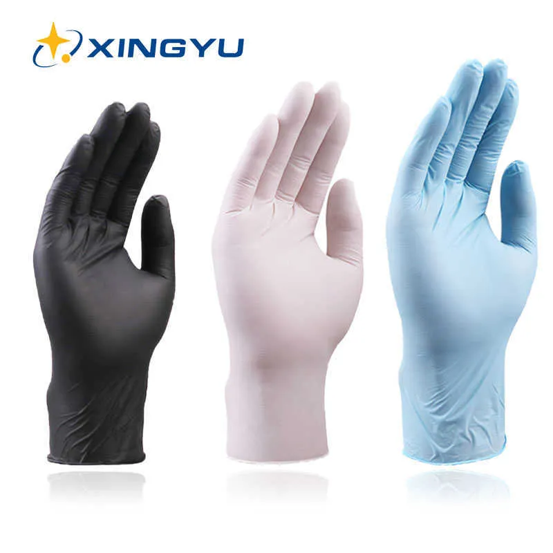 100 pcs Disposable Nitrile Gloves Waterproof Work Kitchen Car Repairs Cleaning Durable Black Gardening