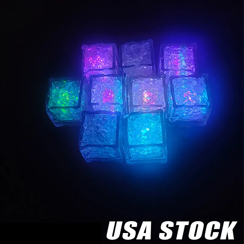 Multi Color LED Ice Cube Liquid Sensor Flashing Blinking Glowing Light up Ice Cubes for Drinks Party Wedding Bars Christmas Crestech168