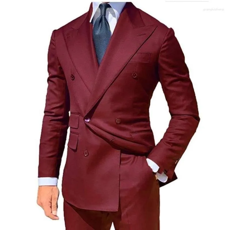 Trajes Para hombre 2022 elegantes para hombre personalizados 2 piezas doble botonadura solapa en pico Slim Fit Trajes Para Hom Blazer Para novio de boda