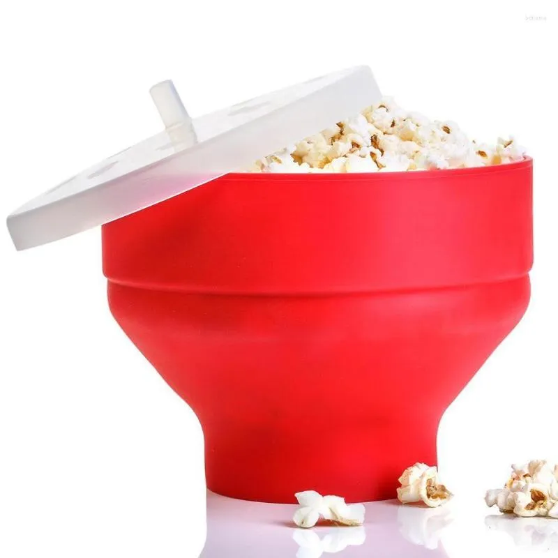 Schüsseln, Mikrowellen-Popcorn-Silikon-Maker, zusammenklappbare Schüssel, BPA-frei, mit Deckel