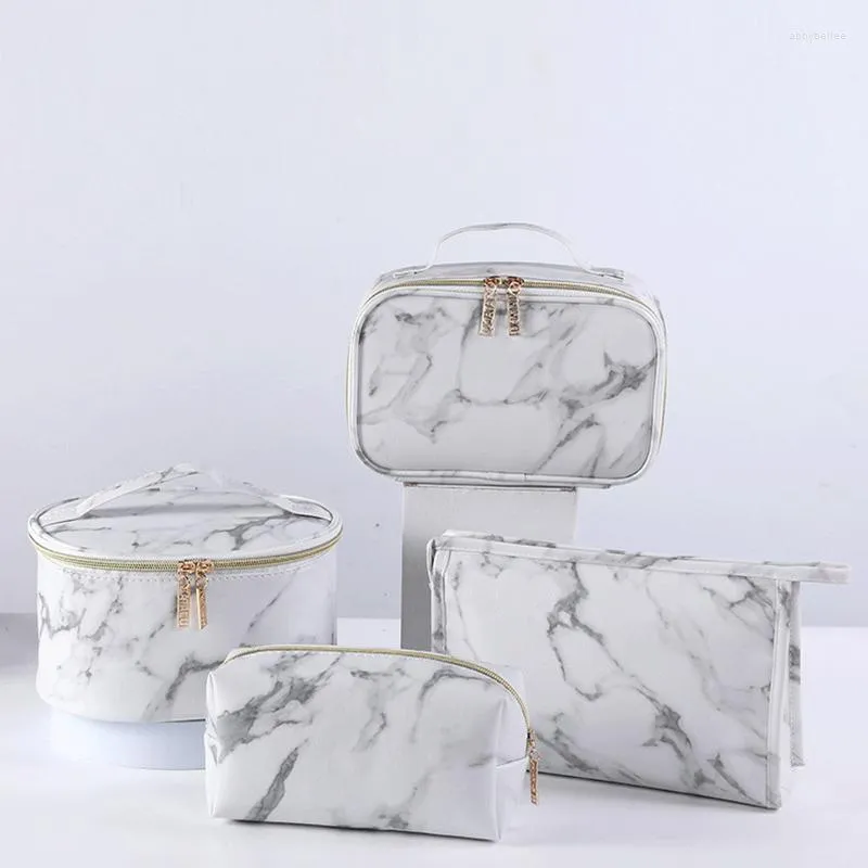 Storage Bags Grey Marble Cosmetic Bag Waterproof Portable Toiletry Organizer Ladies Zipper Travel Purse