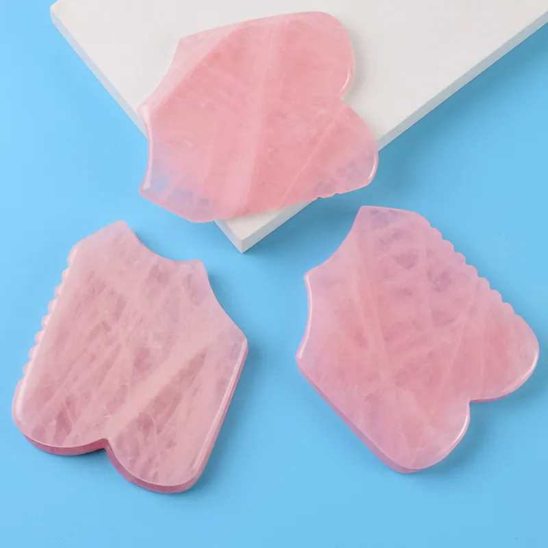 Quarzo rosa naturale Gua Sha Board Massaggiatore per il viso Raschietto per guazzo Guasha Lifting per il viso Collo Raschiatura per il corpo Strumento di bellezza per massaggio