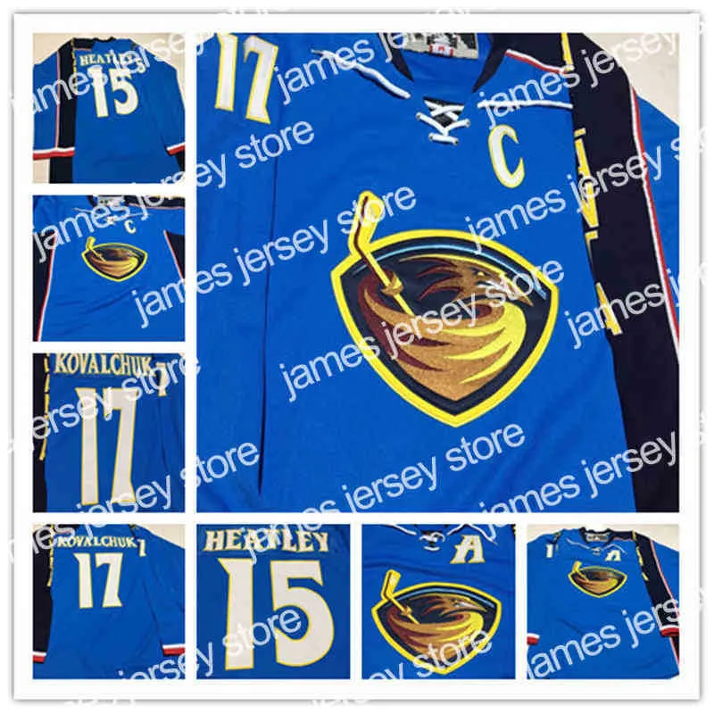 College Hockey Wears Nik1 Custom 2009-10 Vintage 17 Ilya Kovalchuk Atlanta Thrashers Maglie da hockey da uomo 15 Dany Heatley Stitched Ice Jersey Taglia S-4XXXL