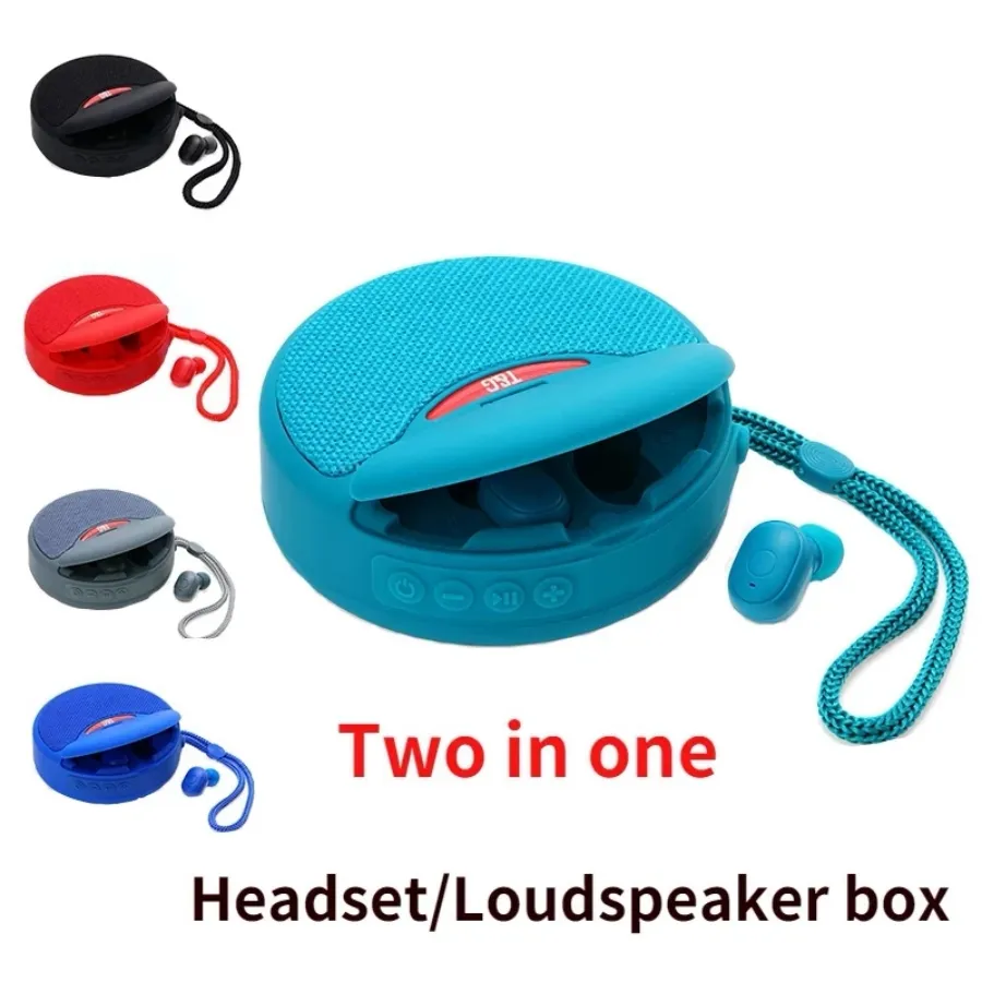 Portable 2 In 1 Bluetooth Speaker and Wireless Headset Outdoor Sound Box Sports Stereo In-Ear Headphones with Microphone for Iphone Samsung Huawei