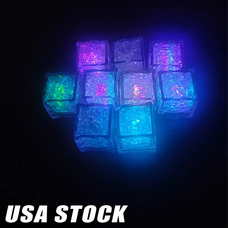 LED Ice Cubes Light Water-Activated Flash Lumineux Cube Lights Glowing Induction Wedding Birthday Bars Drink Decor oemled Usa