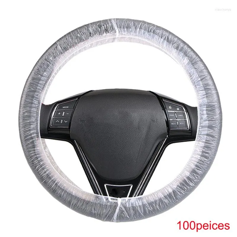 Capas de volante Capas 100pcs Universal Clear White Plástico Disponível Filmes de Carros de Caminhão Eco-Friendly e Portátil Fácil de Instalar