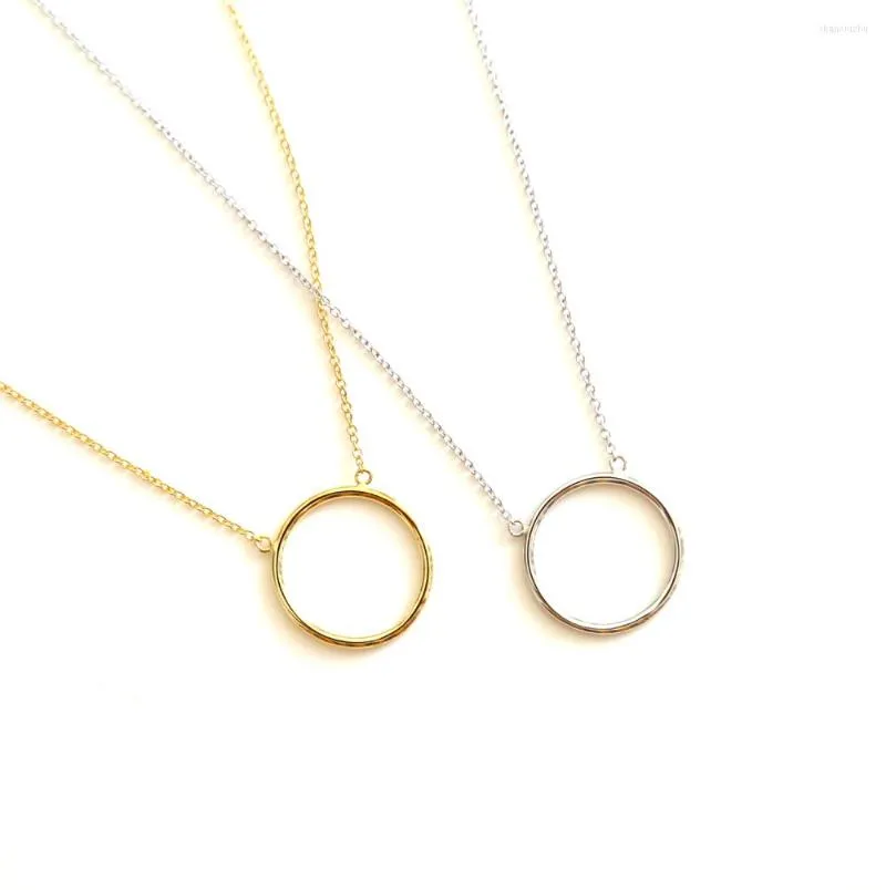 Chains High Polish 925 Sterling Silver Simple Dainty Circle Necklace