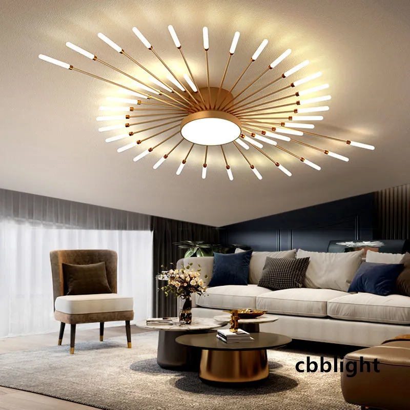 L￢mpadas de lustre de fogos de artif￭cio LED para sala de estar quarto de teto moderno lustres