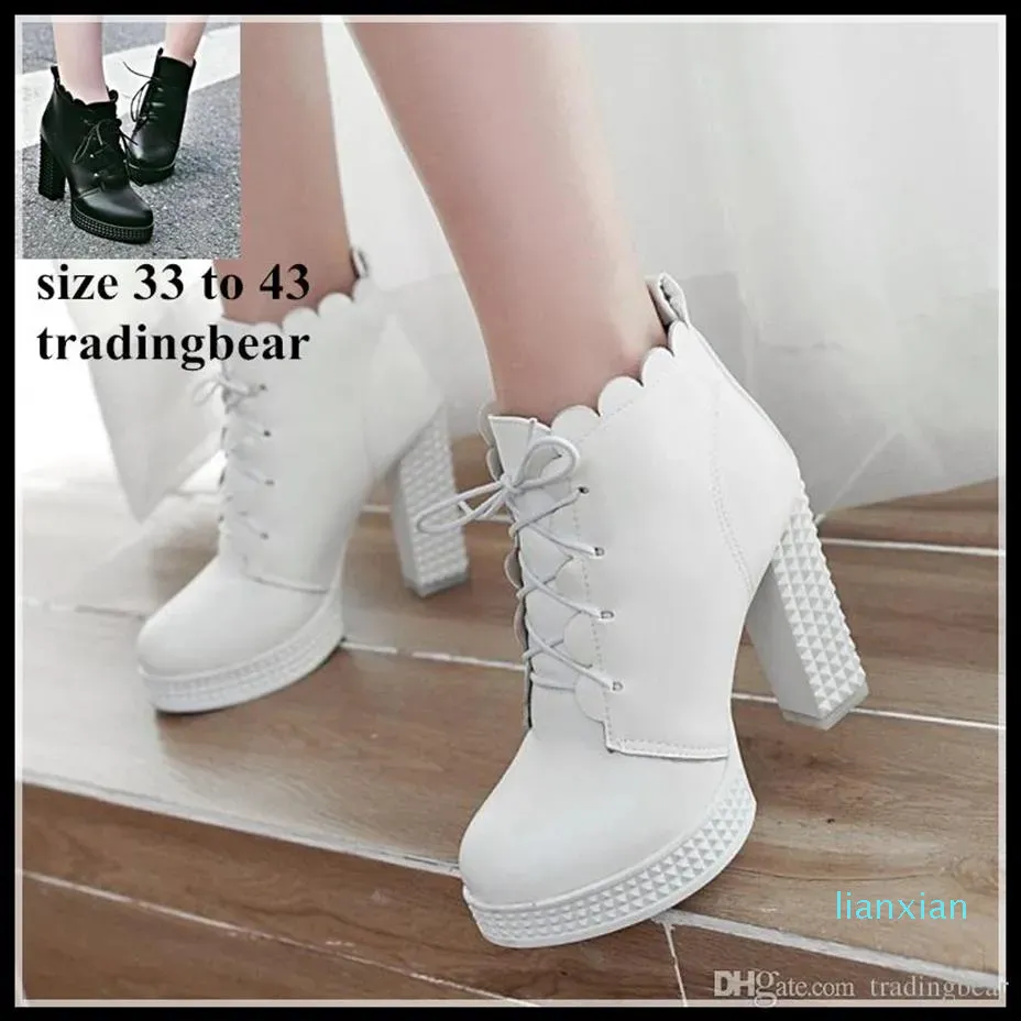 Plus Size 33 34 To 40 41 42 43 Bridal Wedding Shoes White PU Leather Ankle  Boots Platform Thick High Heels Knight Boot229J From Lianxian, $55.48 |  DHgate.Com, image size:928x928