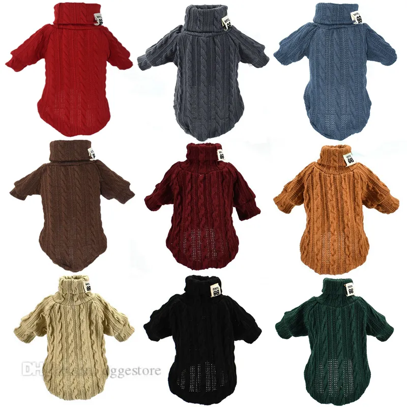 Winter Dog Apparel Thermal Knitted Dog Sweater Cold Weather Doggy Coat Pet Clothes Doggie Turtleneck Jacket Puppy Outfits Cat Sweatsuit Green S A474