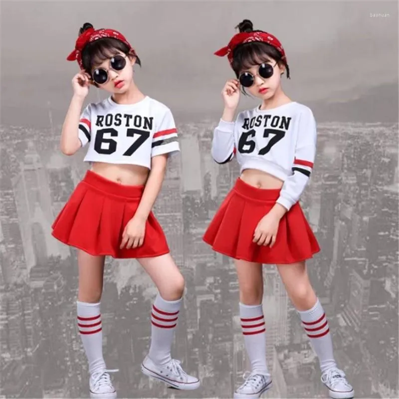 Stage Wear Kids Cheerleader Dance Costume School Uniform Gymnastics Skirt For Girls Boy Children Jazz Performance 110-160cm Clothing