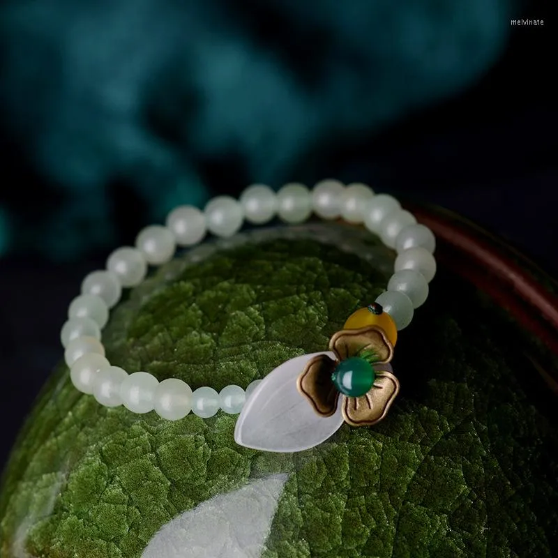 Strand Chińskie wiatr Buddha Ethic Jewelry Vintage Bransoletka Aventurine Quartz ręcznie robione miedziane koraliki z kwiatów