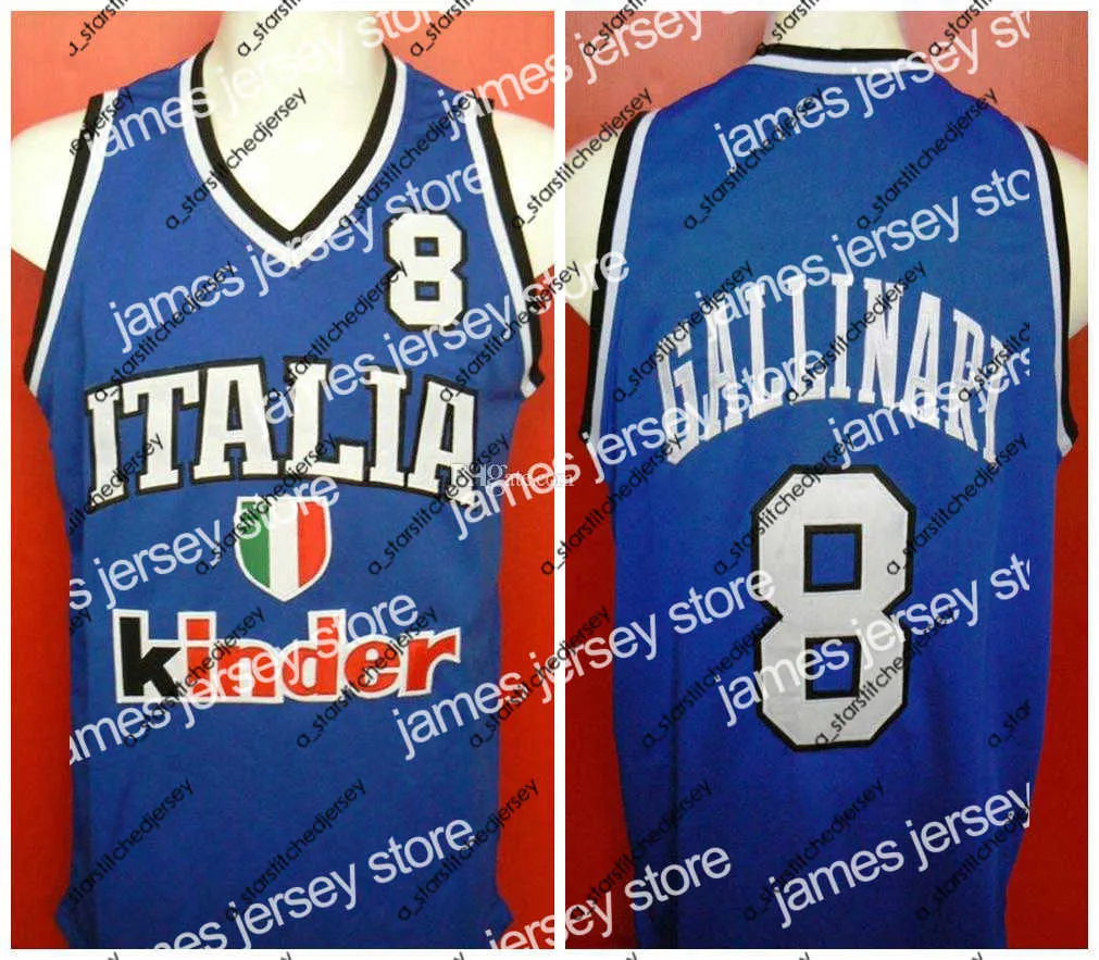 Danilo Gallinari #8 Team Italia Italie Italiano Retro Basketball Jersey Mens Ed personnalisé n'importe quel numéro