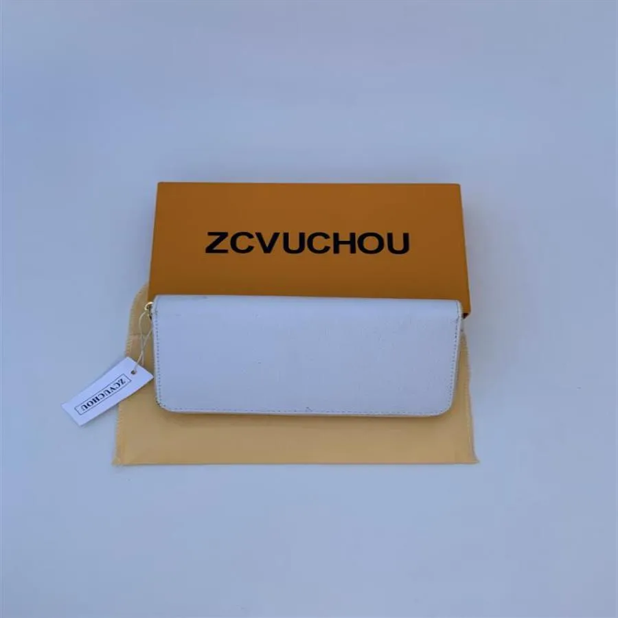 Whole 6 Colors Fashion Single Zipper Designer Men Women Leather Wallet Lady Ladies Long Purse with Orange Box Card2001
