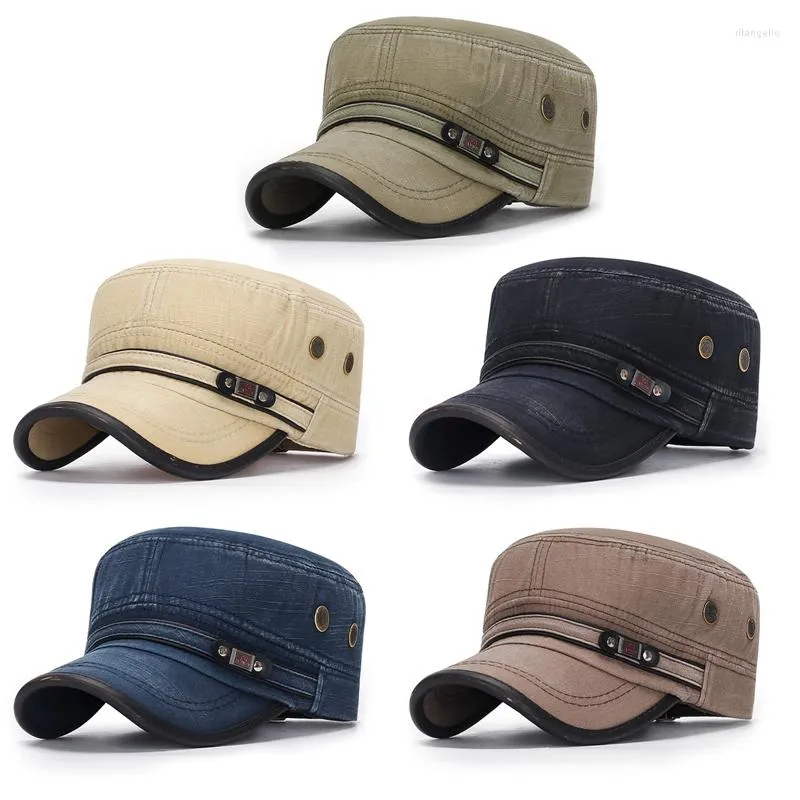 Gorras de béisbol, gorra plana Vintage para hombre, gorra lavada para hombre, béisbol, verano, primavera, protección solar militar de Color sólido para hombre