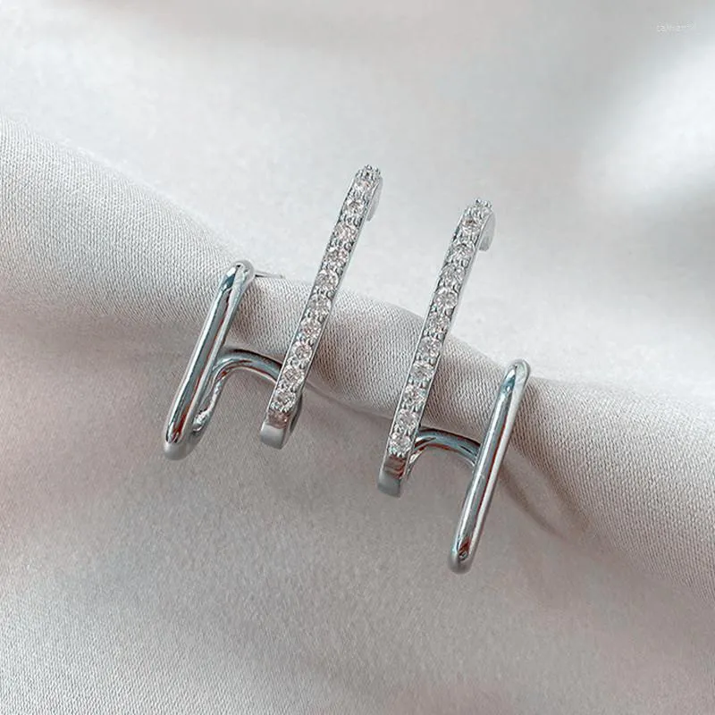Dangle Earrings 2022エレガントなメタルU字型シルバーカラー女性ファッションジュエリークリスタルイヤリングガールズアクセサリー