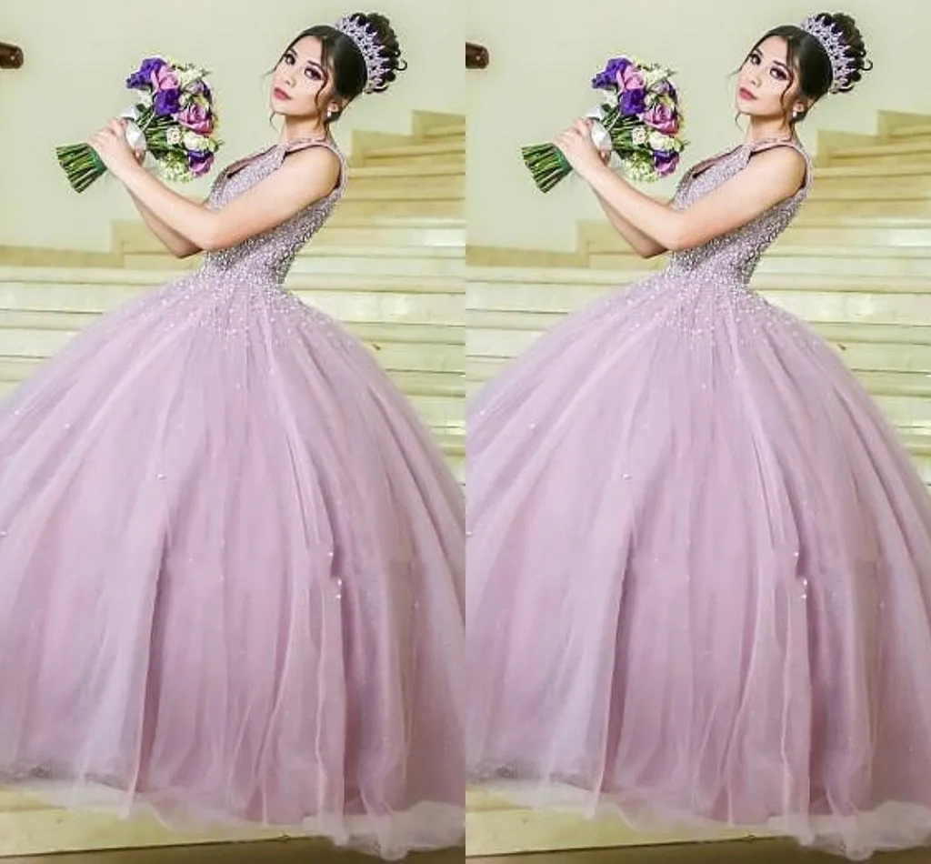 Robe de mariée rose Blush modeste, robe de bal Birdal, perles, col en v plongeant, dos ouvert, robe de soirée en Tulle, 2023