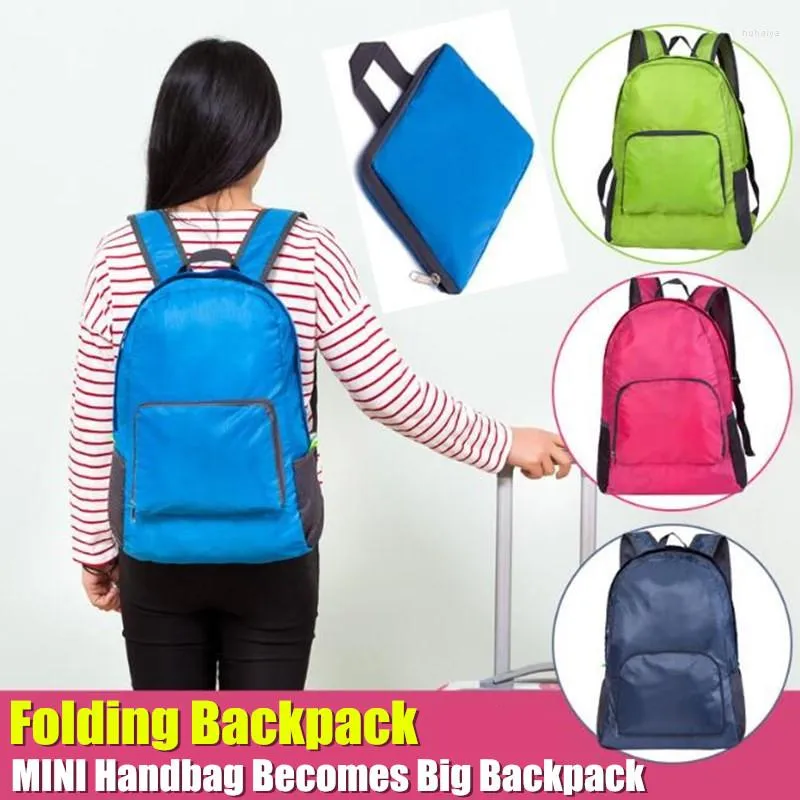 Backpack Casual Portable Double Zipper 420D Oxford Back Packing Daily Travel Women Men Shoulder Bags Folding Mini Square Bag