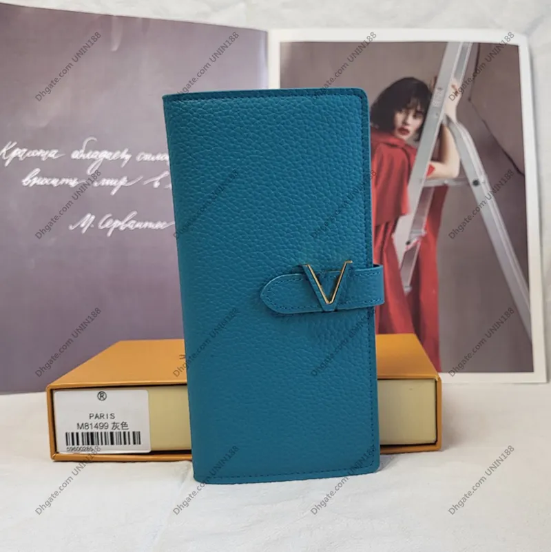 Herrkvinnor Vertikala långa plånböcker Solid Color Handväska Luxurys Designers Bag Ladies Zip Travel Wallet Coin Purse With Original Box