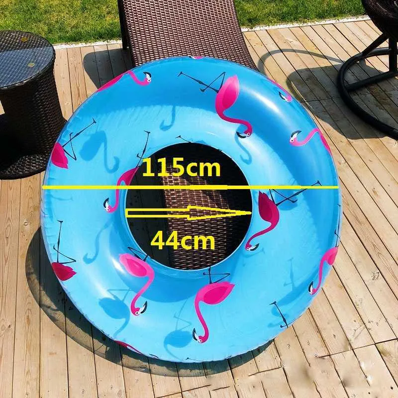 Giubbotto di salvataggio Boa 115 cm Flamingo Stampa Gonfiabile Anelli di Nuoto Trasparente Blu Zattere Gonfiabili Tubo Piscina All'aperto Giocattolo per Bambini Adulto T221214