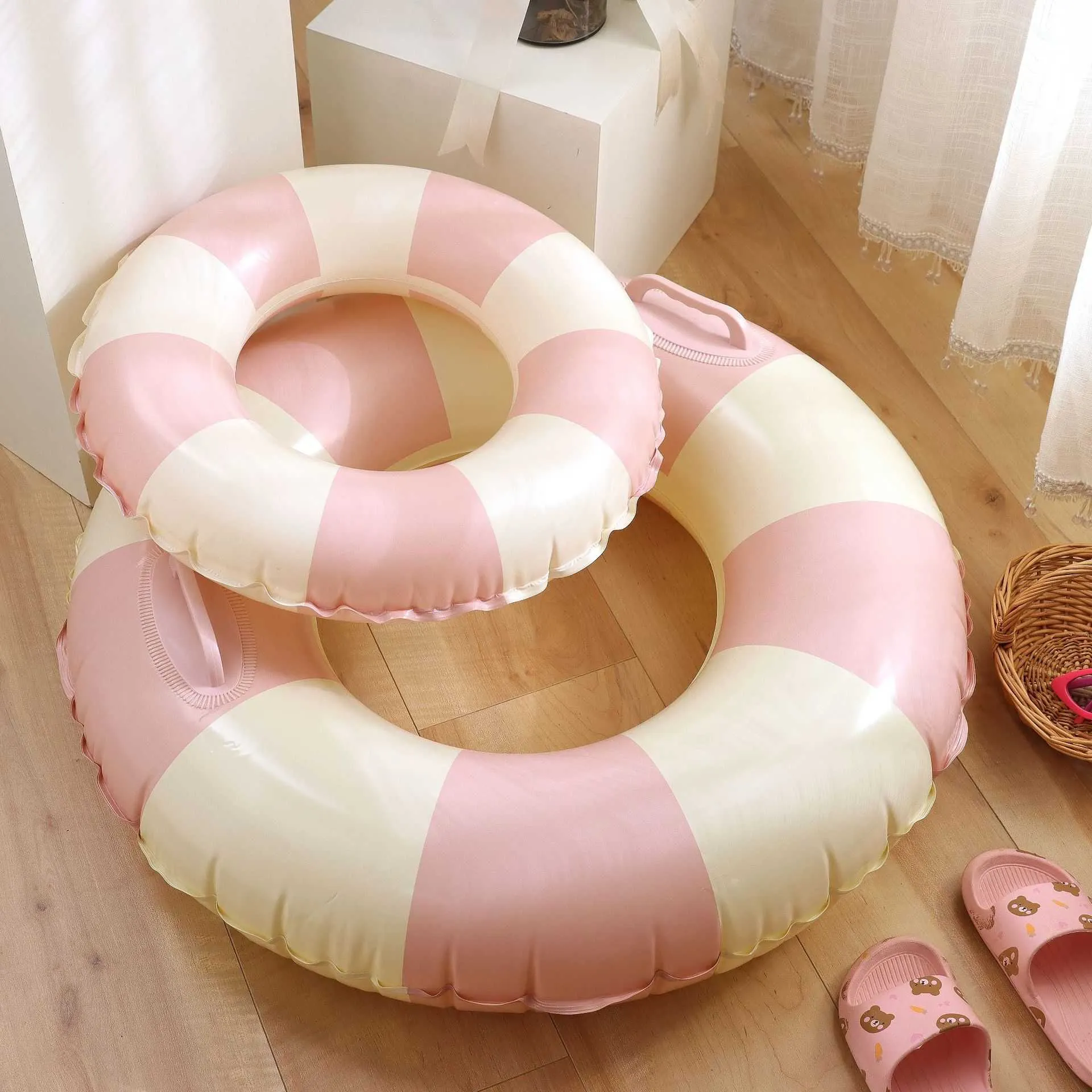 Life Vest Buoy Vintage Striped Adult Kids Swimming Circle Pool Floats Inflatable Swimming Ring Rubber Ring for Pool Party Toys Photo Props T221214