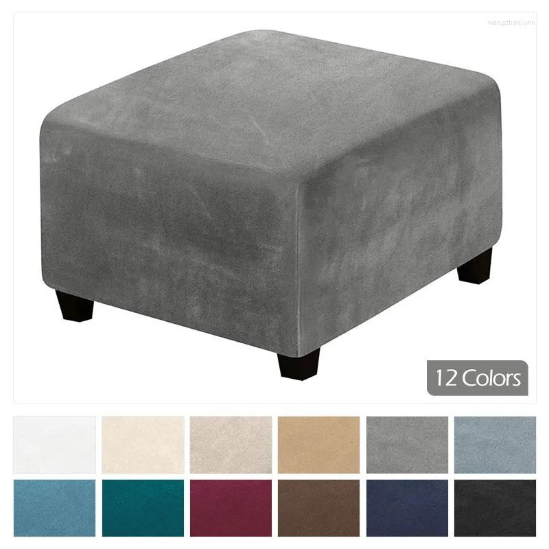 Housses de chaise forme carrée repose-pieds couverture velours lavable extensible repose-pieds pouf pour salon chambre protecteur amovible