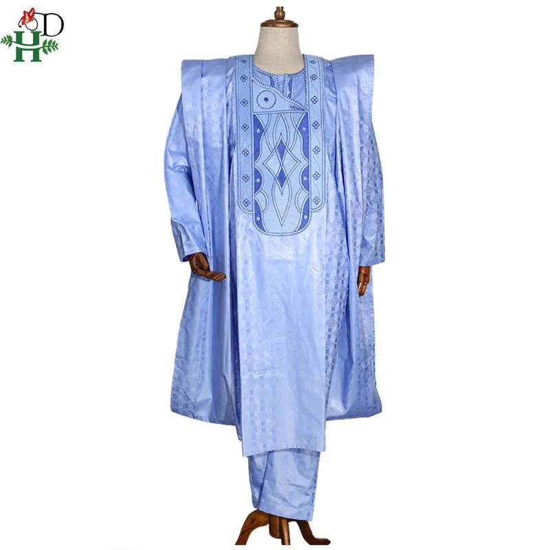 Roupas étnicas HD Sul Africano Tradicional Desgaste Traje Formal Bazin Riche Dashiki Outfits Camisa Calças Robe Terno Sem Cap Homens Agba