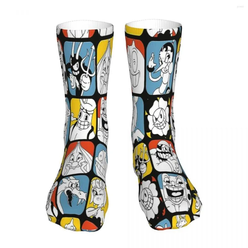 Herrensocken Cuphead Cup Head Charaktere Socken Herren Damen Polyesterstrümpfe Anpassbares Sweetshirt