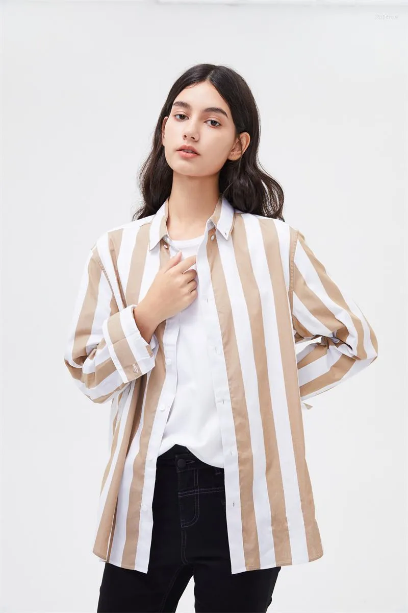 Women's Blouses Women's Stripes Button Down Shirts Roll-up Sleeve Tops V Neck Casual Work Loose Oversized Female Cotton Women