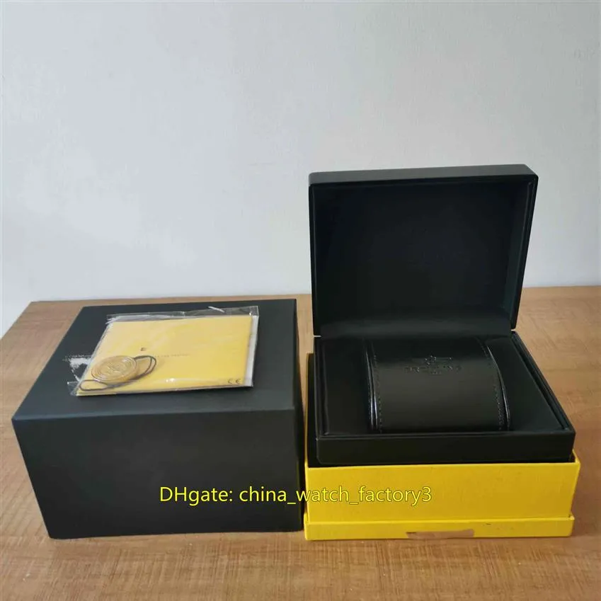 Verkauf hochwertiger Uhrenboxen 1884 Navitimer Uhr Original Box Papiere Leder Gelbe Handtasche für SuperAvenger SuperOcean 2963