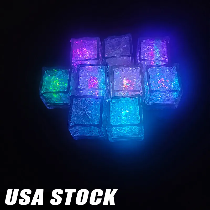 LED Ice Cubes Light Water-Activated Flash Luminous Cube Lights Glowing Induction Wedding Birthday Bars Drink Decor Crestech168