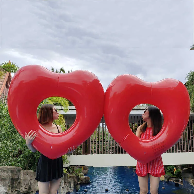 Life Vest Buoy 220 110CM Giant Double Heart Swimming Ring For Friends Lover Inflatable Pool Float Red Love Water Toys Air Mattress boia piscina T221214