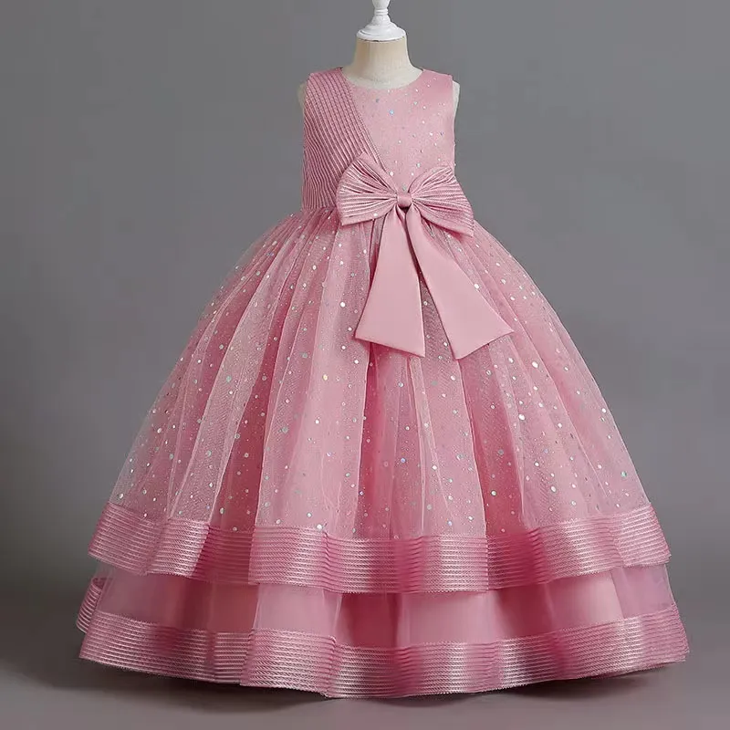 Spitze Kristalle 2023 Blumenmädchenkleider Designer Prinzessin Ballkleid Kleines Baby Hochzeitskleid Luxus Kommunion Festzug Kleider Kleider