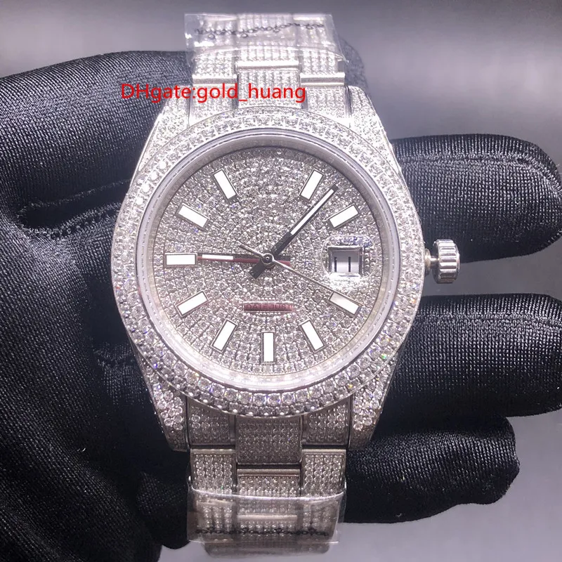 Tous les diamants montre automatique mécanique hommes montres pour hommes 40MM montres-bracelets en acier inoxydable classique concepteur d'affaires montre-bracelet blanc bande broche cadran