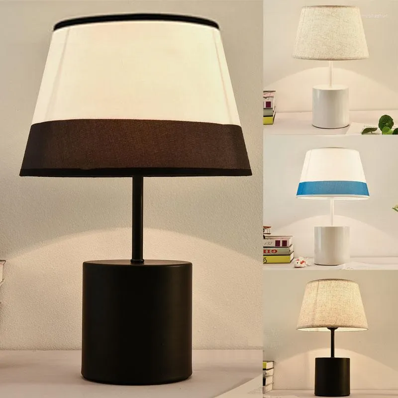 Table Lamps Modern Fabric Lampshade Led Standing Lights Nordic Stand Light Fixtures For Bedroom Bedside Lamp Home Art Loft Decor