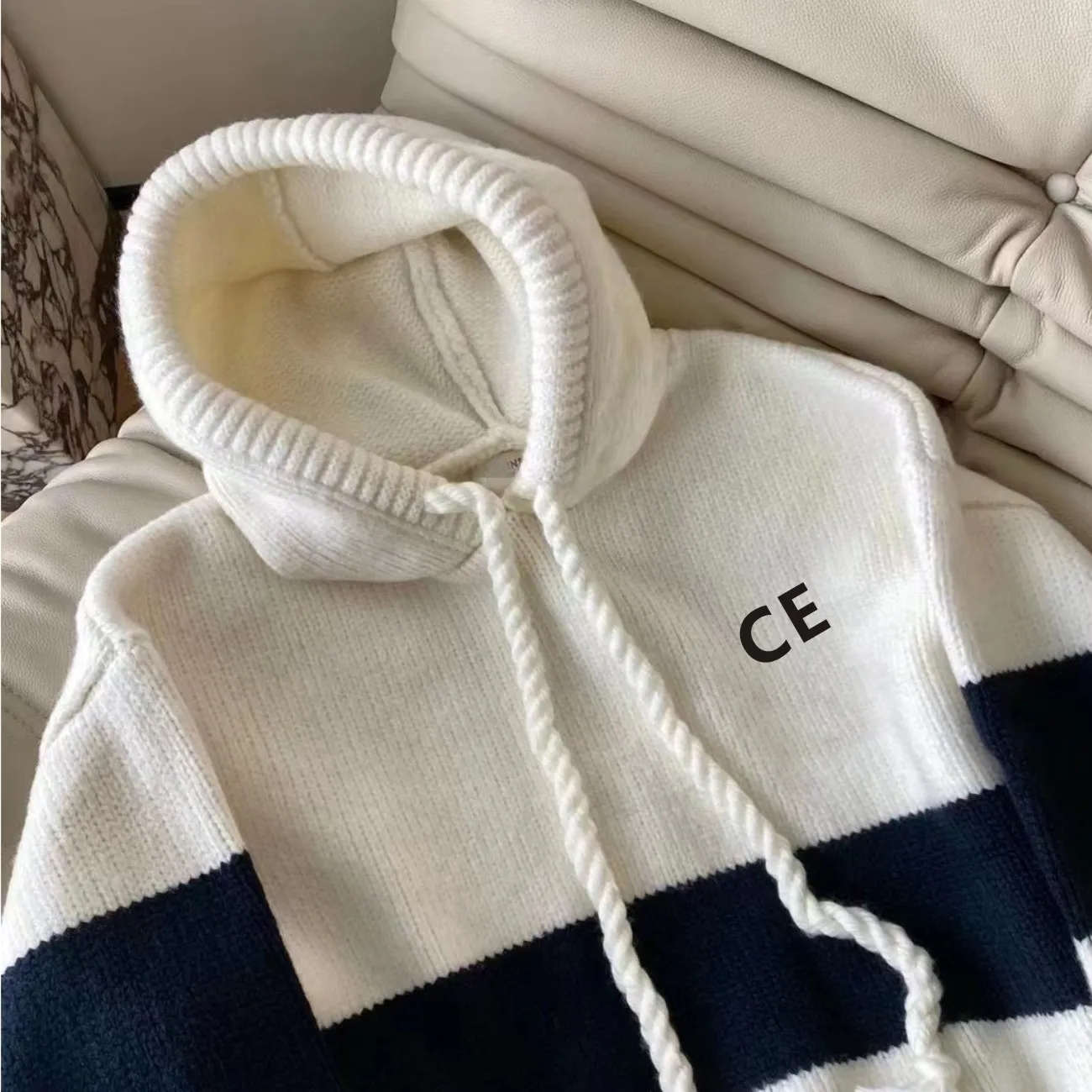 Winter Fall Women`s Sweaters Brand Designer CE Letter Pattern Cardigan Sweater Coat Wool Blended Woman Knitwear Ladies Knitted Top Long Sleeve E132