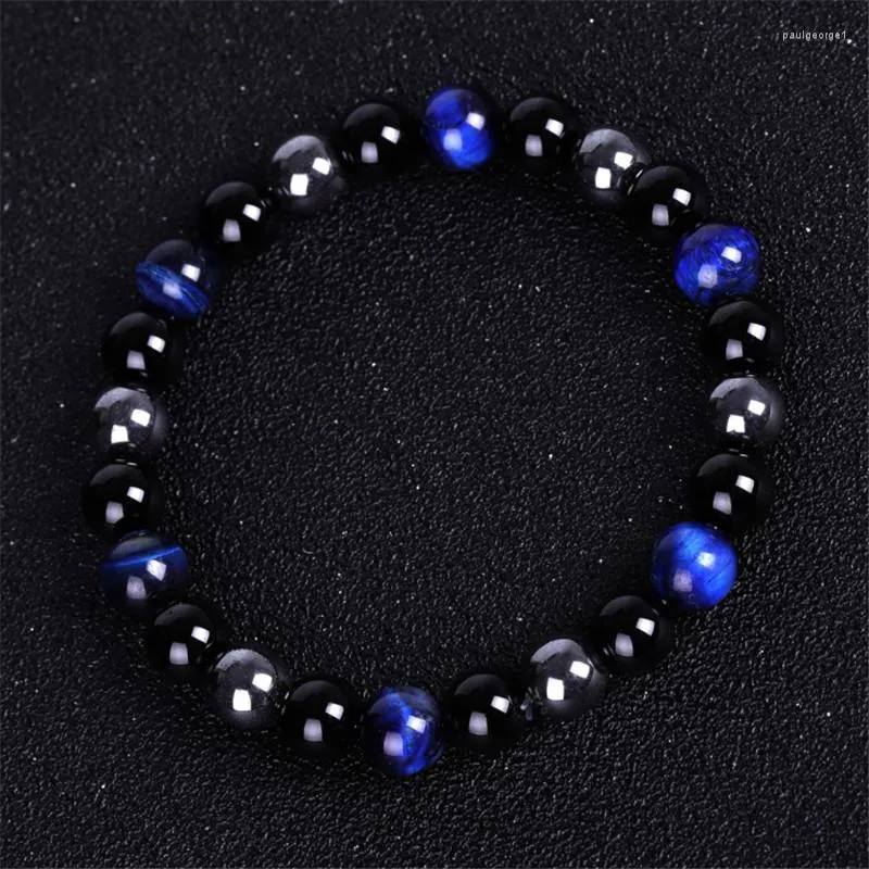 Strand Natural Black Obsidian Hematite Tiger Eye Stone Bracciali Uomo per protezione magnetica della salute Gioielli da donna Pulsera Hombre Regali