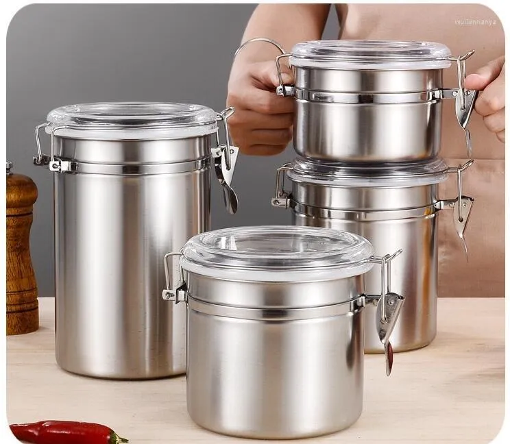 Storage Bottles Stainless Steel Airtight Sealed Canister Coffee Flour Sugar Tea Container Holder For Food Box