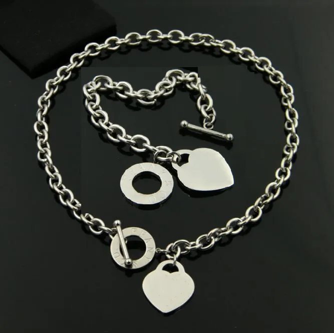 3 kleuren hart ketting armband verjaardag kerstcadeau liefde ketting/armband set bruiloft statement sieraden hart hanger kettingen armbandsets 2 in 1