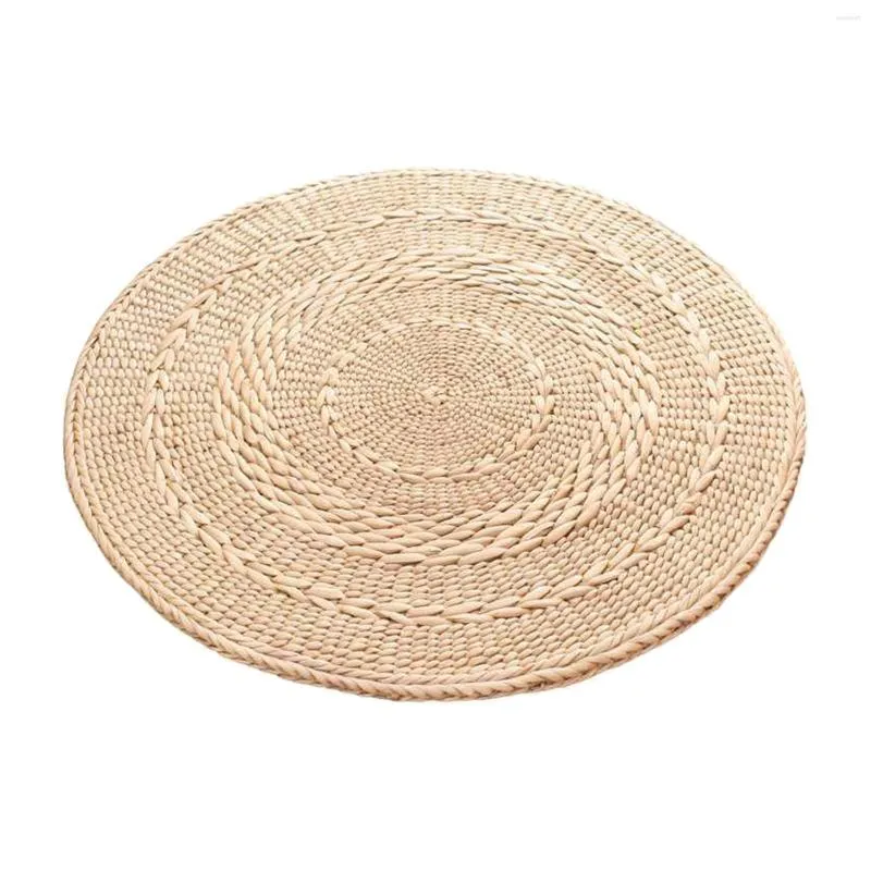 Fotão de palha de travesseiro para assento ao ar livre, tatami decoração natural decoração de casa de decoração de casa no chão redondo acolchoado