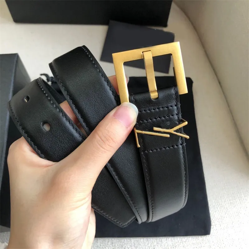 Cinturones de cuero de lujo para mujer Diseñador de cuero genuino 3 cm de ancho decoración de negocios con letra Pin Hebilla cinturones negros para mujer cinturón de diseñador de moda para hombre