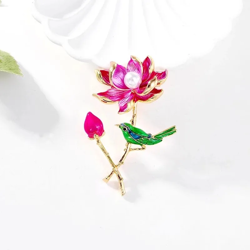 Lotus Brooch Женская высококачественная изысканные аксессуары Cheongsam китайский стиль розовый лотос броши для женщин подарок