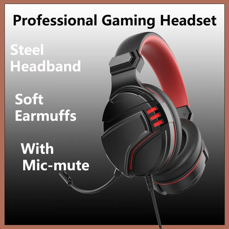 Exclusive Model Gaming Headset Steel Headband Wired Headphone Stereo Earbuds With Microphone for Smartphone PC Computer PS5 Xbox Game Audio Speakers Headset